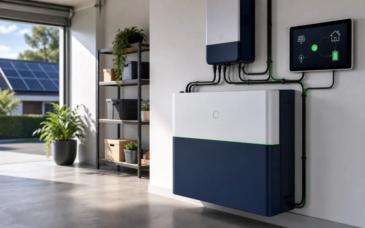 Batterie solaire domestique et tableau de suivi énergétique