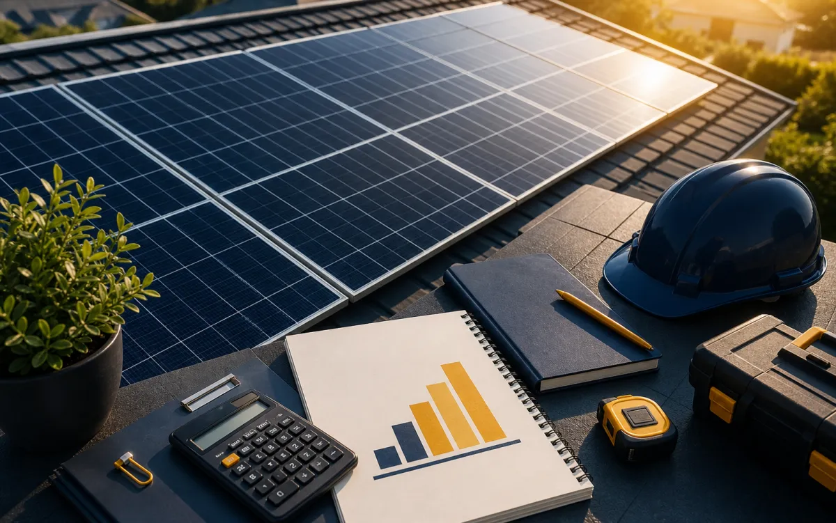 Panneaux solaires et documents de calcul de rentabilité